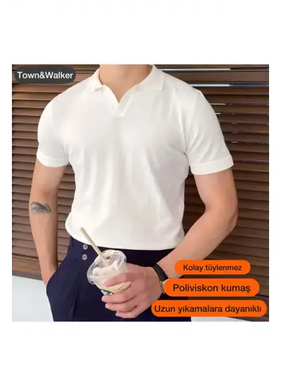 Erkek Polo Yaka Örme Triko T-shirt