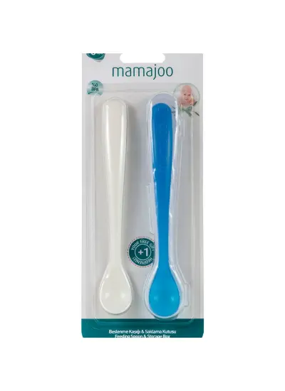 Mamajoo 2´li Beslenme Kaşığı & Saklama Kutusu / Mavi