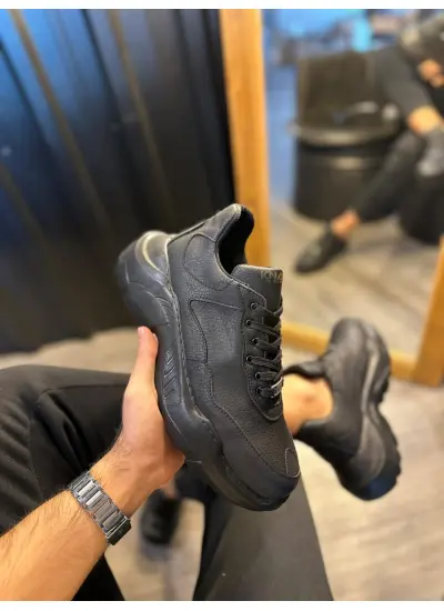 Knack Yüksek Taban Günlük Ayakkabı N75 Siyah (Siyah Taban)