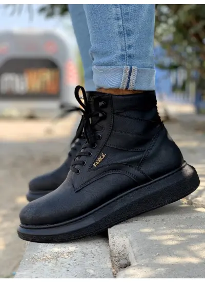Knack Yüksek Taban Ayakkabı B-404 Siyah (Siyah Taban)