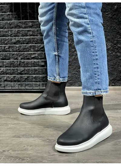 Knack Yüksek Taban Ayakkabı 111 Siyah (Beyaz Taban)