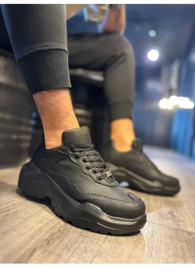 Knack Yüksek Taban Günlük Ayakkabı N75 Siyah (Siyah Taban)